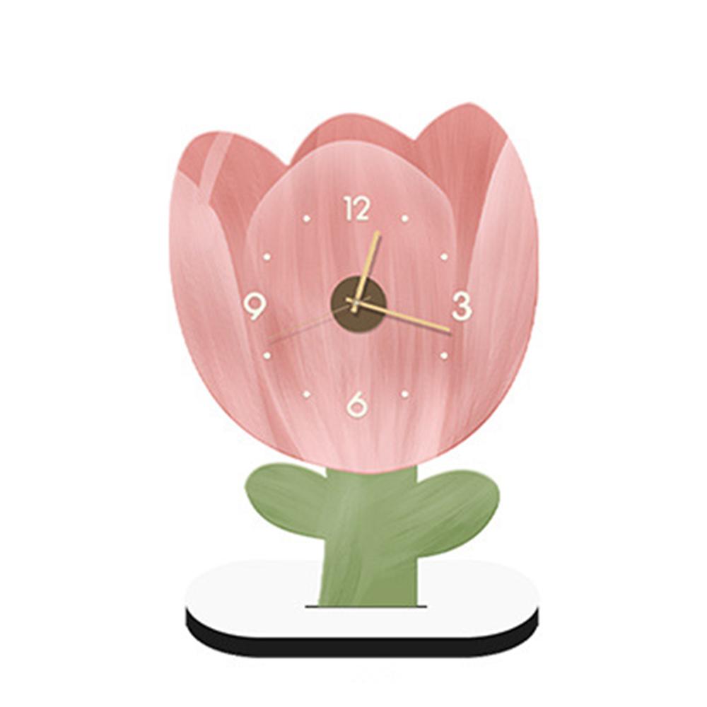 High-end Floral Tabletop Clock Cute Cartoon Mute Clock Modern Flower Display Clock  Bedroom
