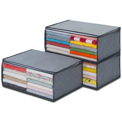 Astro Deodorizing Clothing Storage Case, 3-Pack, Dual Power of Activated Carbon and Diatomaceous Earth, Deodorizing Storage, Breathable Nonwoven Fabri