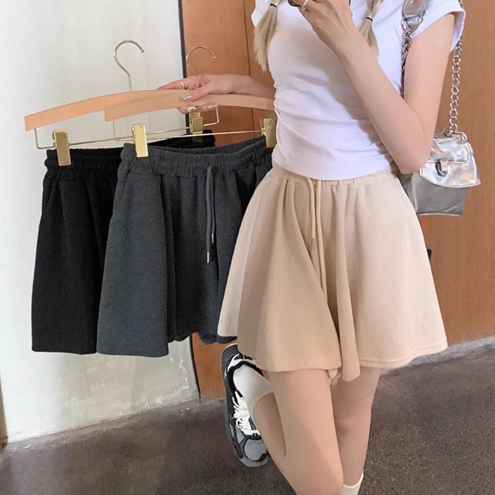 Women's Summer 2025 High-Waisted Wide-Leg Ballet Style Drawstring Shorts