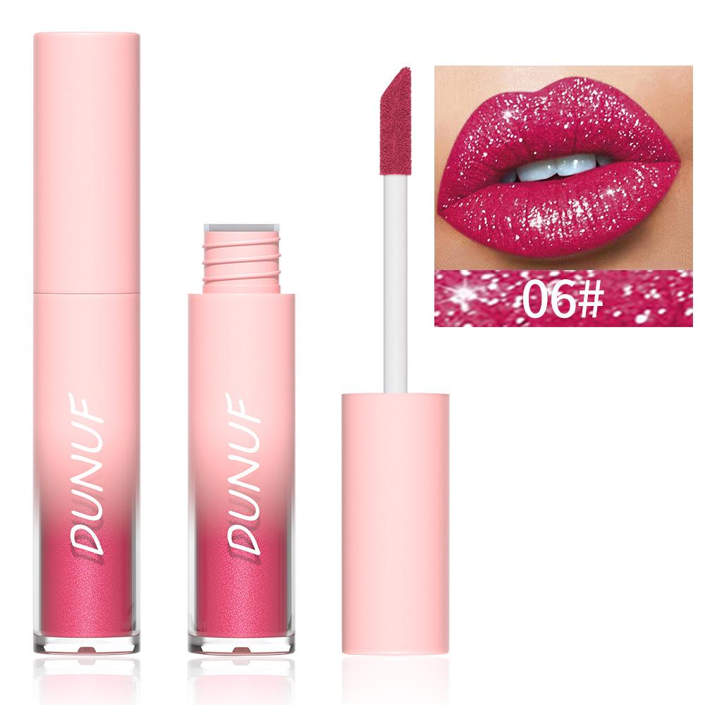 DUNUF 18-Color Diamond Lipstick Gloss: Easy-Apply, Long-Lasting, Plumping Shimmer Glaze for Glossy Makeup.