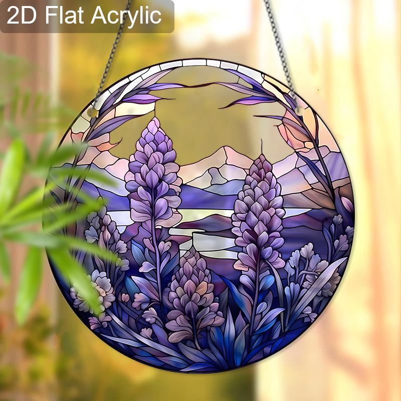 Acrylic Purple Lupine Flower Suncatcher Stained Glass Effect Window Hanging Ornament Nature Lover Gifts