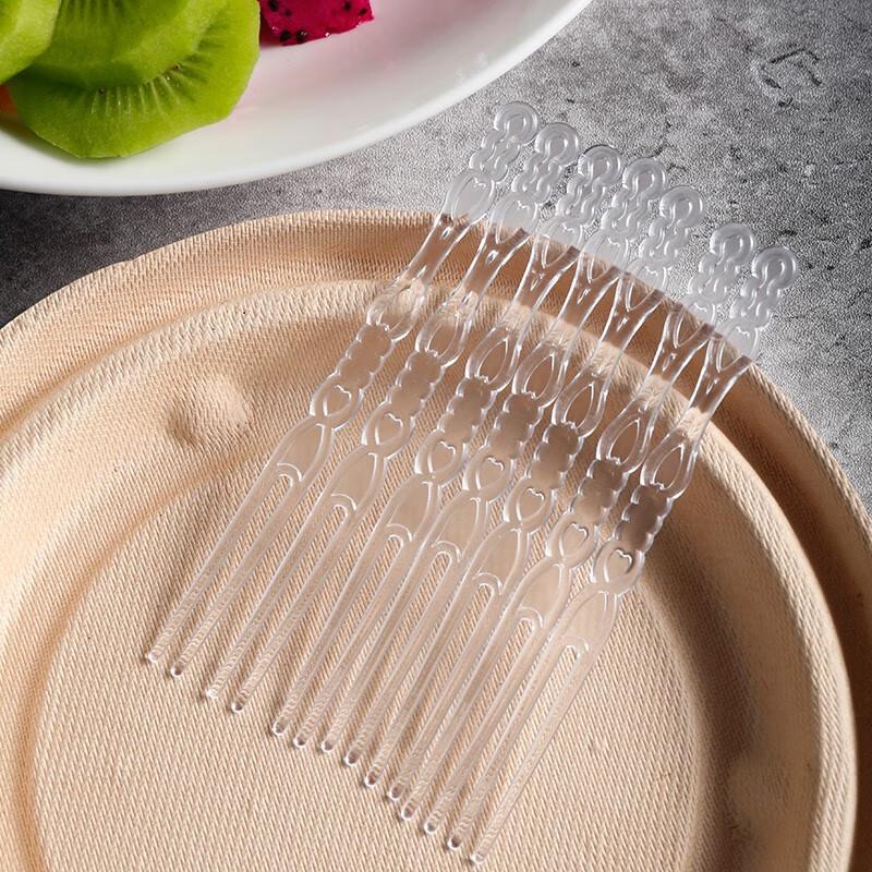 Jiamo Disposable Transparent Fruit Forks
