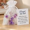 Acrylic Angel Pocket Hug Token Forget Me Not Dried Flower Keepsake, Mini Figurine, Handmade Floral Ornament Memorial Comfort Angels Gift with Sympathy