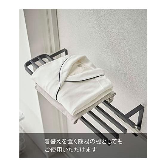 Yamazaki Jitsugyo Bathroom Door Towel Rack Bath Towel Hanger Black Approx. W57.5 X D22.3 X H17cm Tower Tower Bath Towel Bar Easy Installation Pajama