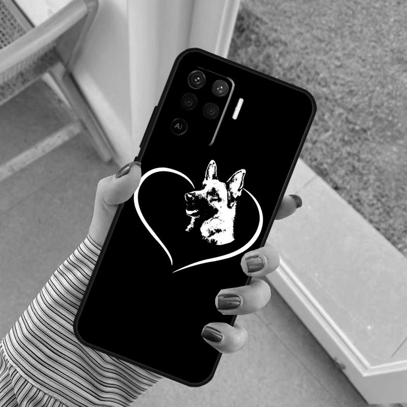 Cartoon German Shepherd Dog Case For Oppo A18 A78 A98 A38 A58 A60 A80 A40 A96 A76 A16 A94 A74 A54 A15 A17 A57 A77 A5 Pro