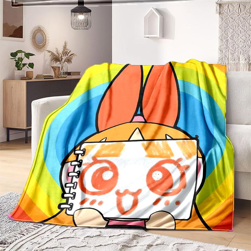 1PC The Powerpuff Girls printed blanket, all season lightweight home office outdoor nap multifunctional blanket A6