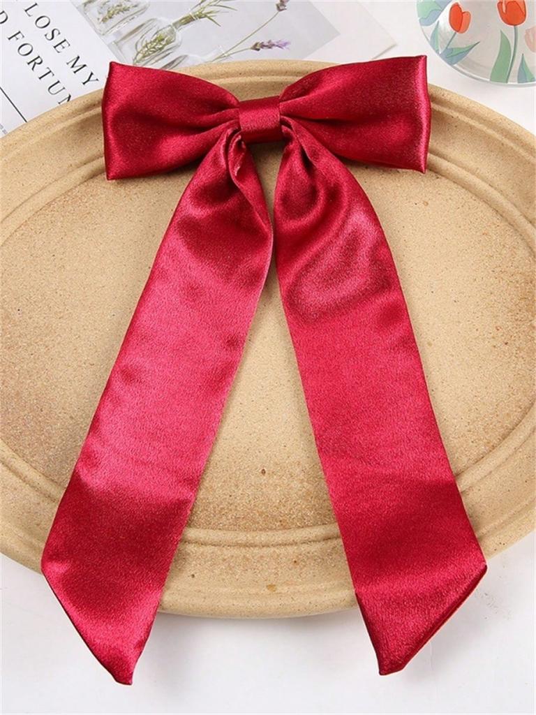1 Piece of Women's Solid Color Fabric Bow Streamer Duck Clip Back of Head Half Tie Hair Clip Daily Commuter Hair Accessories