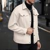 Men Jacket Woolen Lapel Design Long Sleeve Solid Color Coat with Flap Pockets Design
