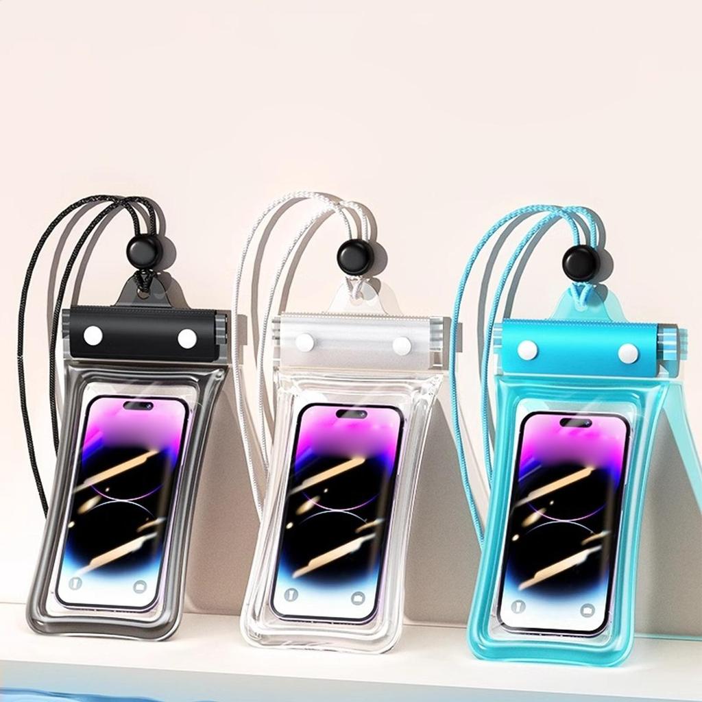 Universal Waterproof Phone Case Dry Bag with Lanyard Transparent Touch Screen for Beach Diving Snorkeling Surfing Travel