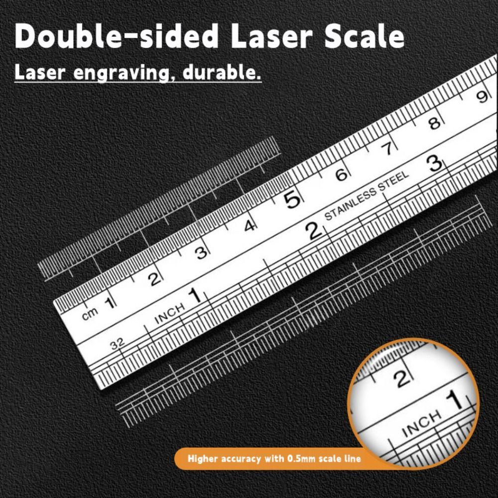 Double Side Scale Stainless Steel Ruler Stainless Steel Drawing Ruler Measuring Tool  Engineering