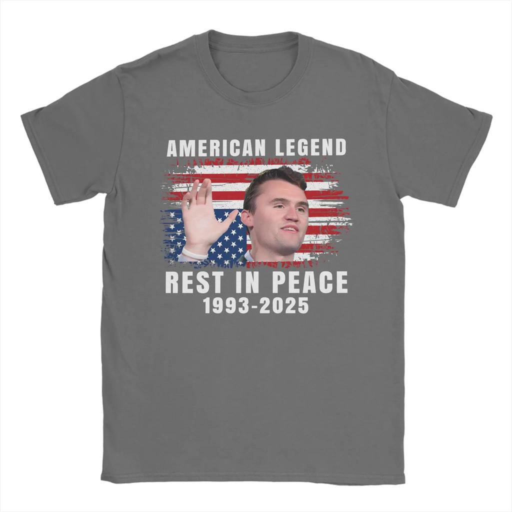 Fashion Rest In Peace Charlie Kirk American Flag Tshirts For Unisex Round Collar Cotton T Shirts Short Sleeve Tee Shirt Adult Tops