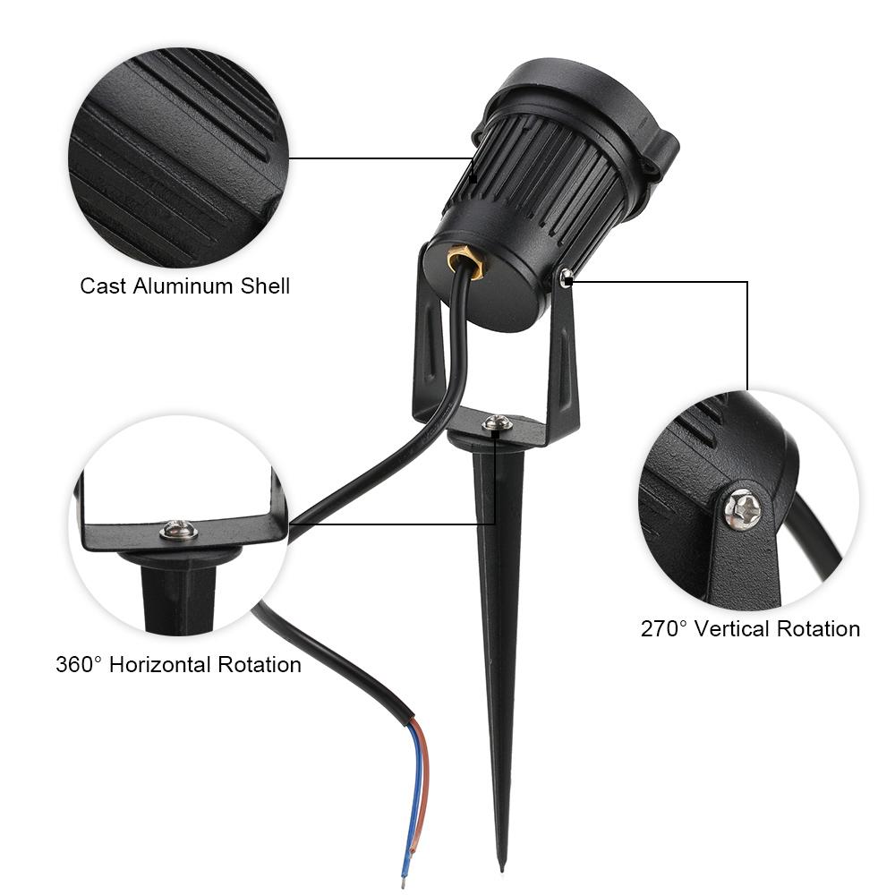 5W COB LED Lawn Lamp DC12V Outdoor Landscape Light Spot Light IP65 Water Resistance for Garden Patio Yard Courtyard Path Warm White