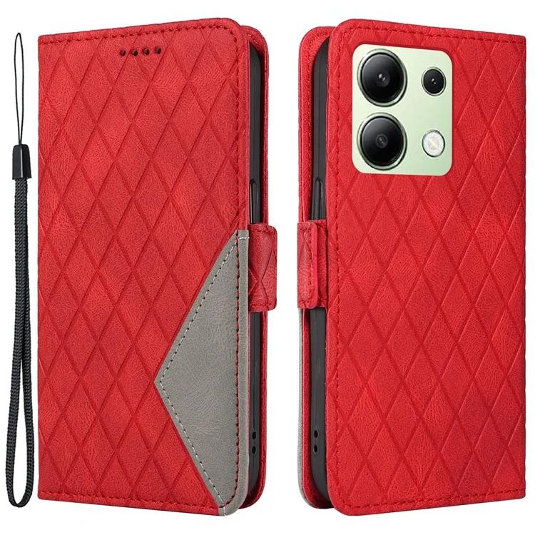 

Для Xiaomi Redmi Note 13 4G кожаный чехол-бумажник с рисунком ромба
