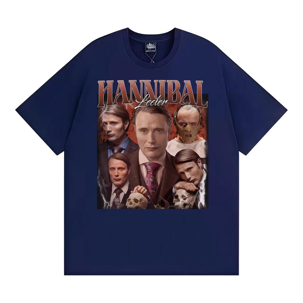 Vintage Style Hannibal Lecter Mads Mikkelsen T-shirt Men Women Fashion Casual Oversized T Shirts Summer Tops 100% Cotton T Shirt