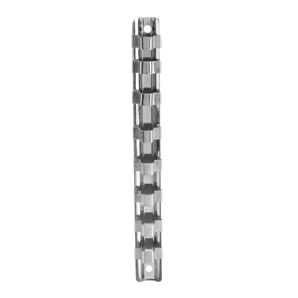 Koolstofstaal 8 Socket Rek Opbergverdeler Rail Bak Houder Plank Standaard Gereedschapsorganizer (3/8")