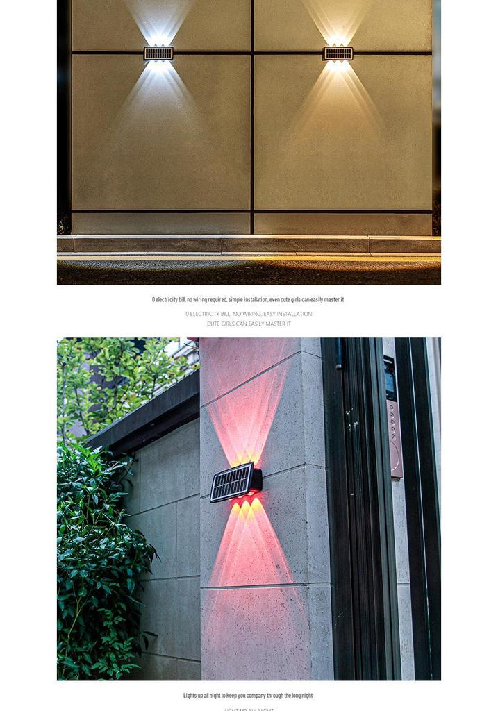 Solar Double Head Wall Light: Waterproof Outdoor Spotlight for Villas and Courtyards