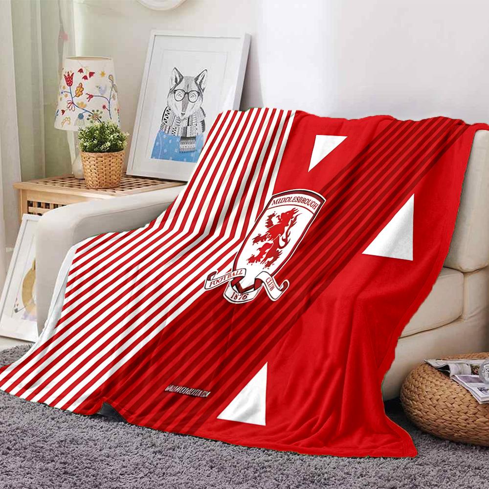 Middlesbrough Football Club Crest Flannel Blanket, Soft Polyester, Modern Design, All-Season for Camping, Travel, Gifts for holidays or birthdays