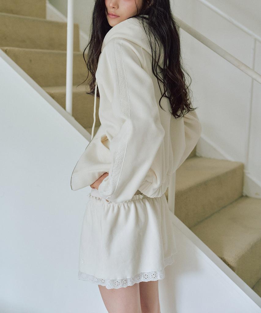 Zero Planet Chloe Velour Skirt Pants [Ivory]