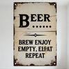 Vintage Beer Brew Enjoy Empty Elfat Repeat Rustic Metal Tin Sign for Man Cave Bar Home Decor