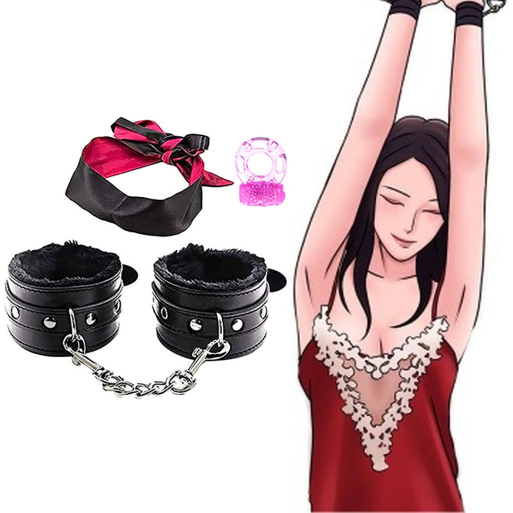 Plush Leather Slave Wrist & Handcuffs Hand Restraints Toy