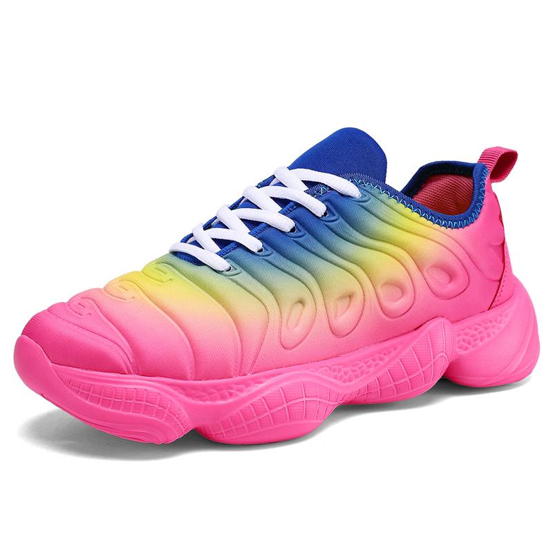 Zapatillas de deporte para mujer, zapatos de plataforma de color arcoíris a la moda, zapatos casuales para caminar, zapatos cómodos para exteriores para mujer