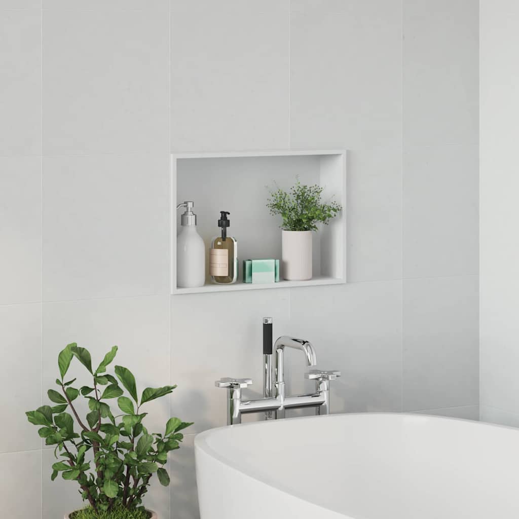 Shower Shelf in White 45 x 30 x 9.5 cm Stainless Steel