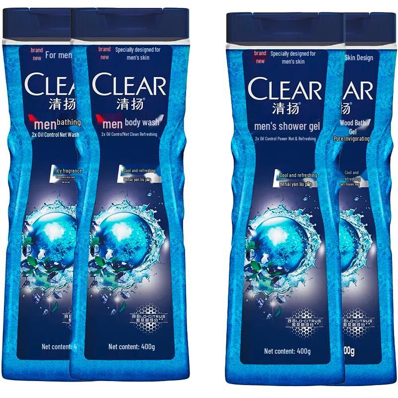 Clear Men Balance Oil Control Shower Gel, Icy Cool Refreshing, 400g x 4 Bottles