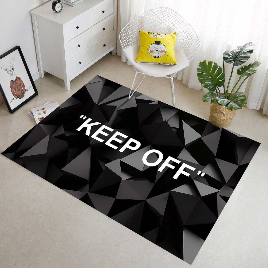 

KEEP OFF Rug Hype Decor Large Off Black White Rug Hype Decor, Килимок для вітальні, подарунок на новосілля 40x120cm