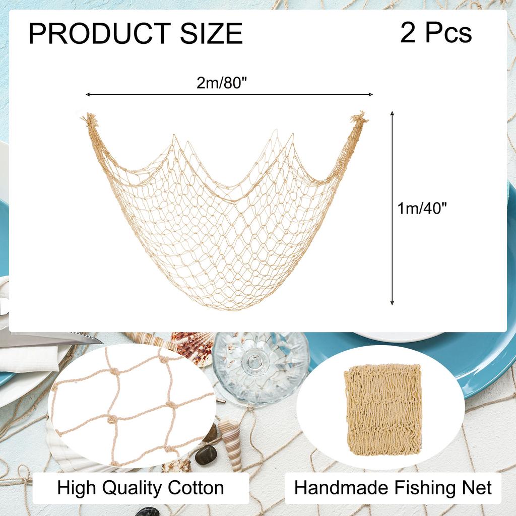 2pcs Fishing Net Wall Wall Photo Hanging Cotton Fish Net Ornament Studio Prop Room Home Decoration Stickers Themed Party 80x40"