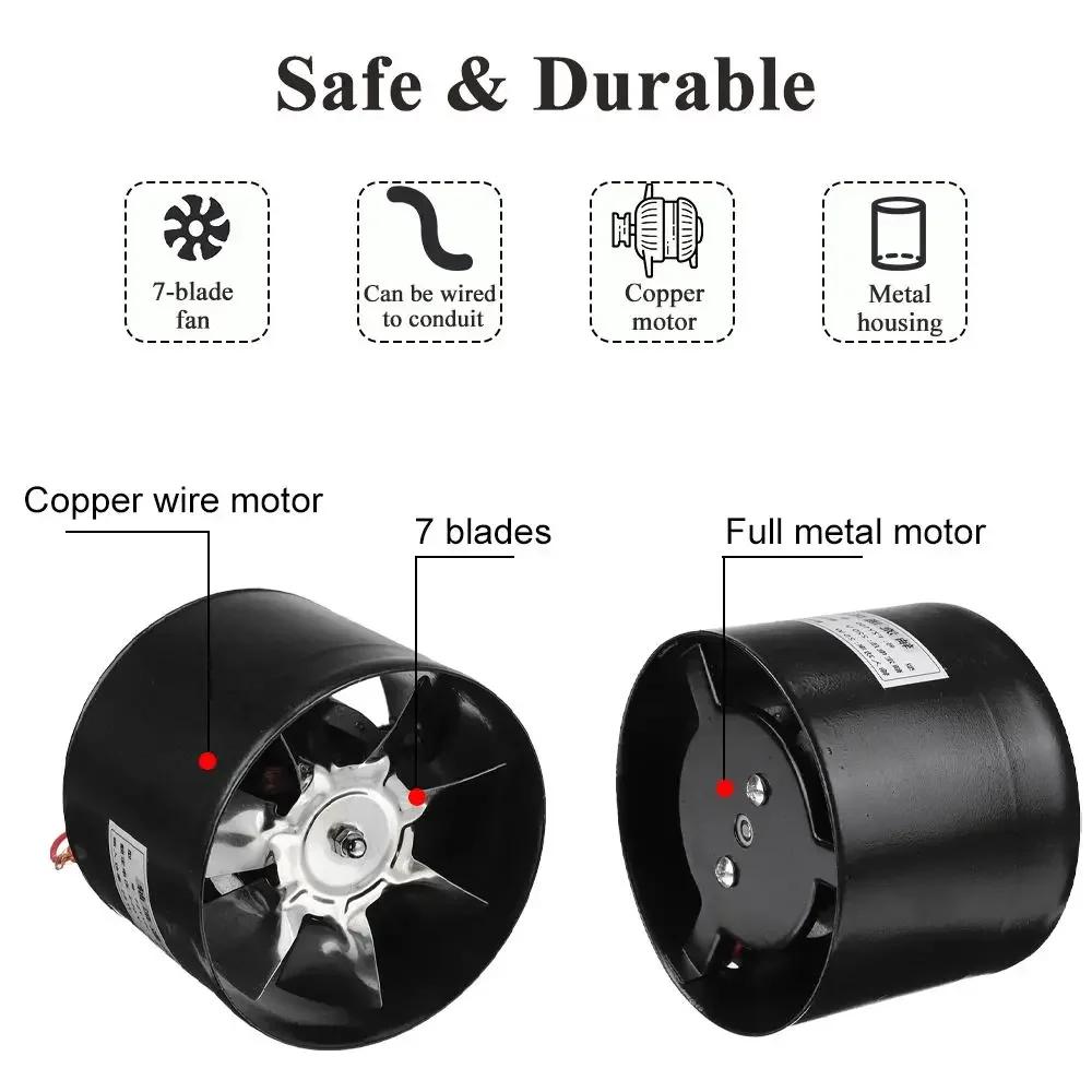 4 Inch Metal Pipe Ventilation Exhaust Fan Inline Duct Fan Air Ventilator Mini Extractor Bathroom Toilet Wall Fan Without Plug