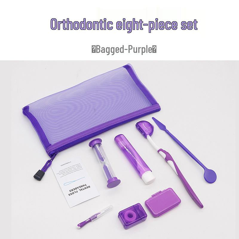 Orthodontic Care Kit: Wax, Interdental Brush, Floss, Mirror, 8-Piece Set