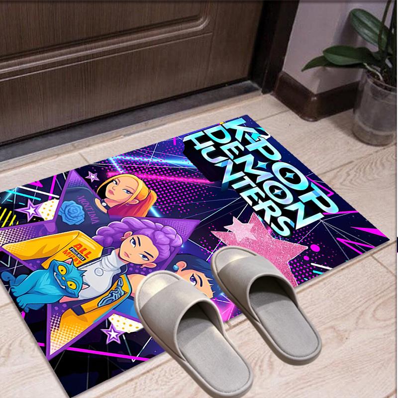 KPop Demon Hunters Patroon Vloerkleed, Binnen/Buiten Mat, voor Picknick, Speelkamer, Slaapkamer, Kantoor, Woonkamer, Huisdecoratie Tapijt, Verjaardagscadeau