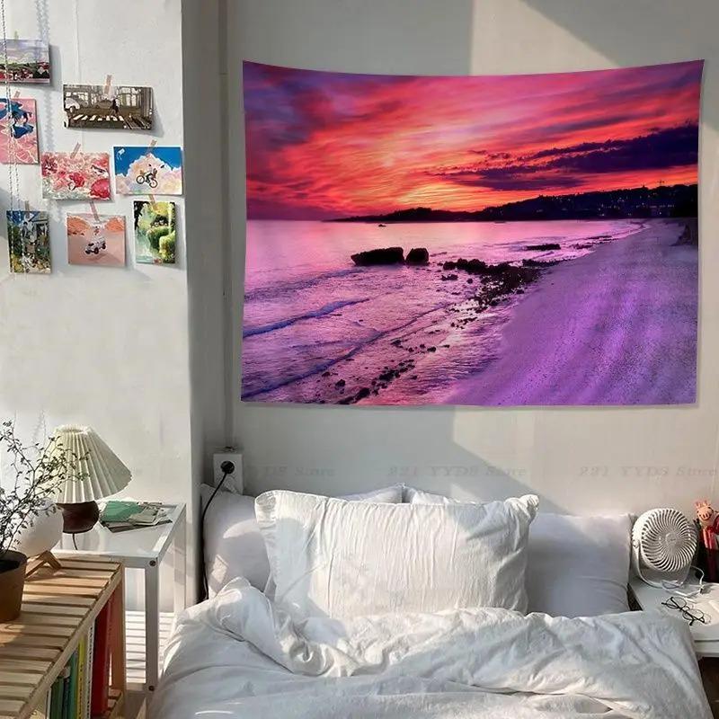 

Гобелен для офиса, гостиной, морского пейзажа, заката, украшения стен дома, гобелен 100x75cm