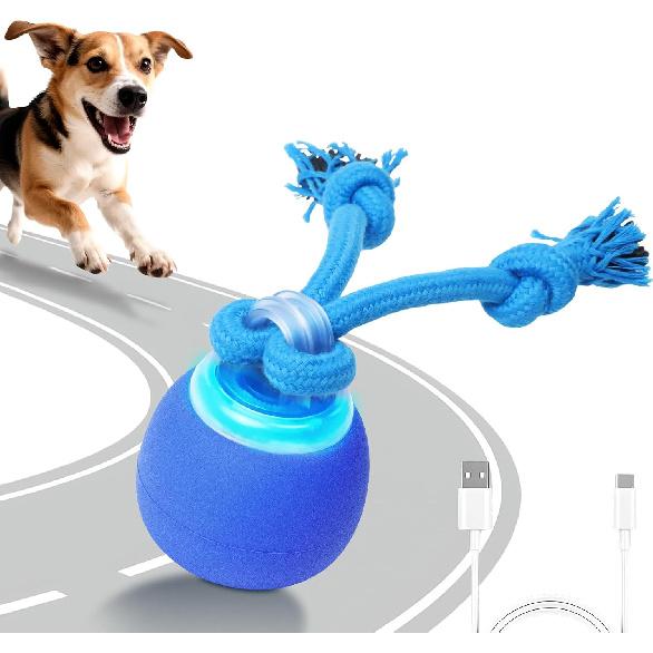 Interactive Dog Toys Touch Activated Bouncing & Jumping Dog Ball with Rope, Squeaky Doggie Toys To Keep Them Busy