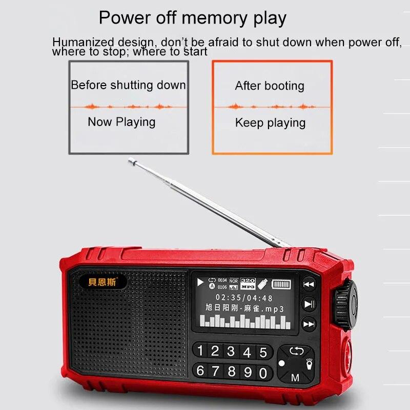 Multi-functional FM Radio Portable Bluetooth Speaker with LED Display Flashlight Support U Disk TF Card AUX Time Lyrics Display