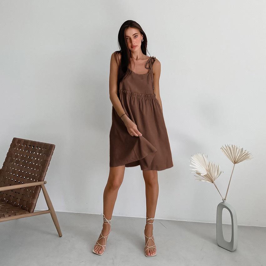 2025 Summer Cotton Linen Spaghetti Strap Dress - Women's Backless Sexy Urban European & American High-end Style.