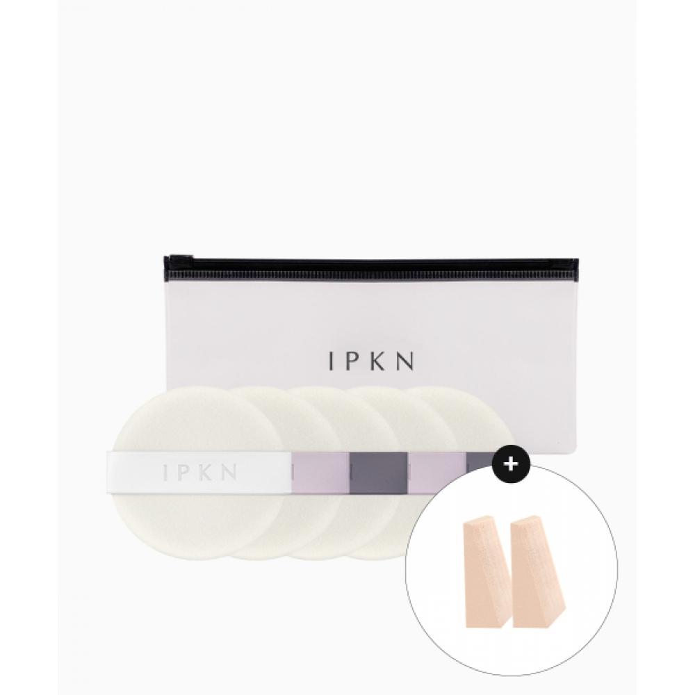 Ipkn Skin Finish Vegan Powder Puff 5 Sheets  Pouch  + [free] 2 Wedge Puffs SKIN FINISH VEGAN PACT PUFF 5 PACK+POUCH