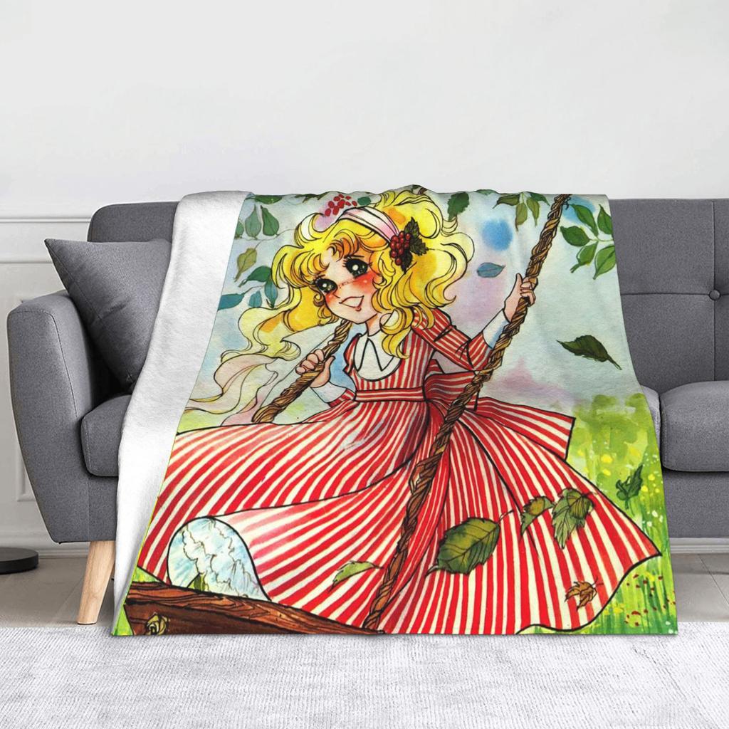 Anime Candy Candy Blankets Fleece All Season Kawaii Cute Girl Flowery Multi-function Thin Throw Blanket for Bed Office Quilt