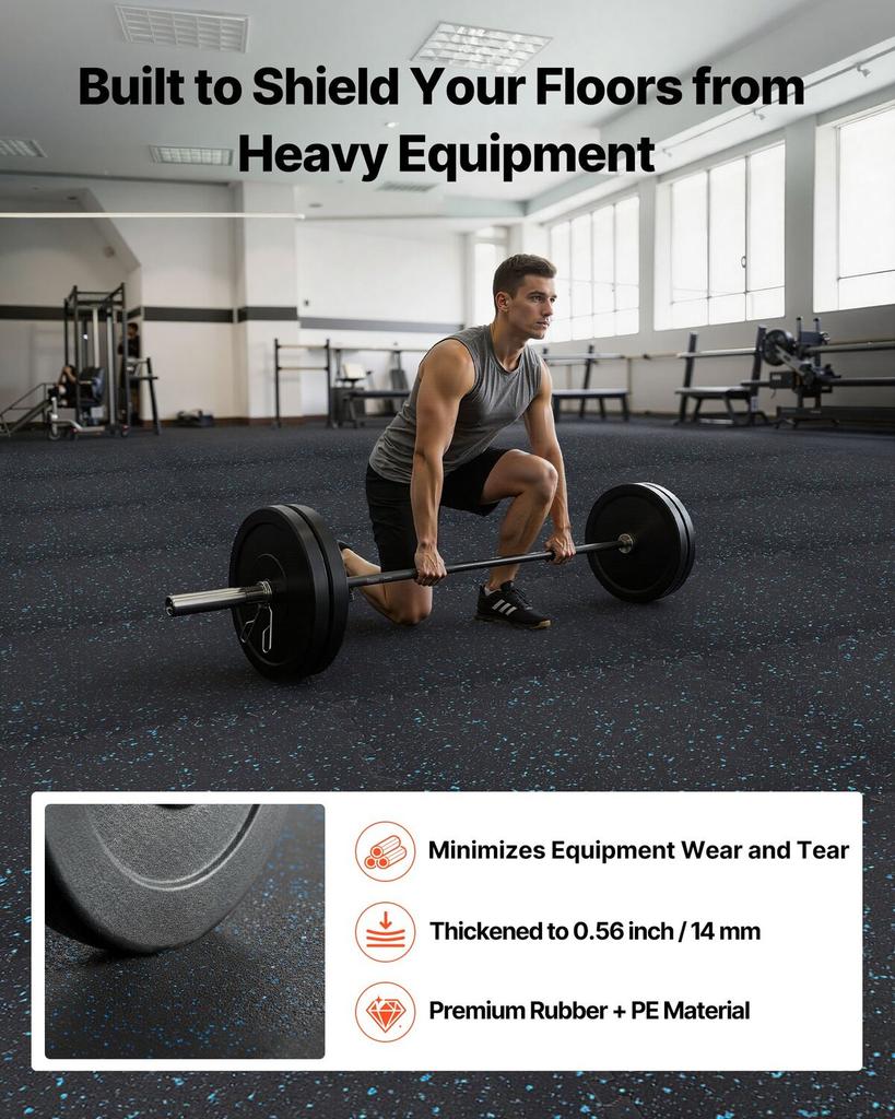 Puzzle Exercise Mat, 24 PCS Fitness Equipment Mats, 610 x 610 x 14 mm, High-Density EVA Foam Mat Set, Interlocking Rubber Soft Tiles, Protective Floor