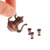 1Set 1:12 Puppenhaus Miniatur Weinset Weinkrug Teekanne Mini Flakon mit Tasse Geschirr Modell Dekor Spielzeug Puppenhaus Zubehör