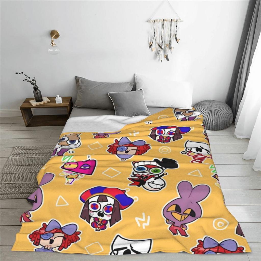 La Coperta Cartoon A-Amazing D-Digital C-Circus Pomni Jax Anime Flanella Divertente Calda Coperta Plaid per Tessili per la Casa Decorazione Auto
