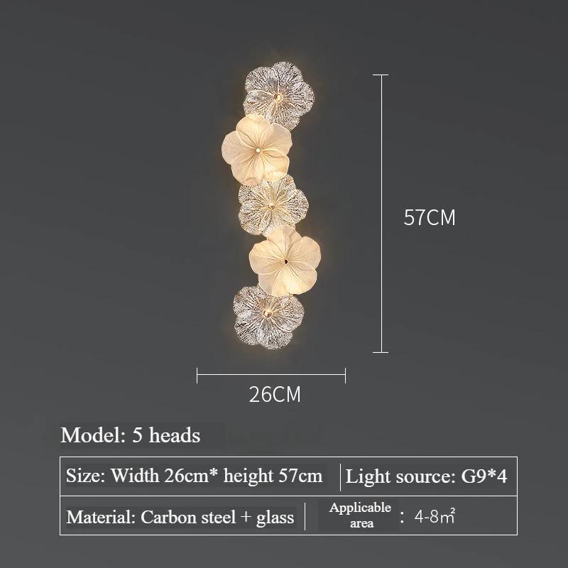 Nordic Luxury LED Wall Light 2025 New Cream Wind Glass Background Wall Decoration Light Restaurant Bedroom Creative Flower Light