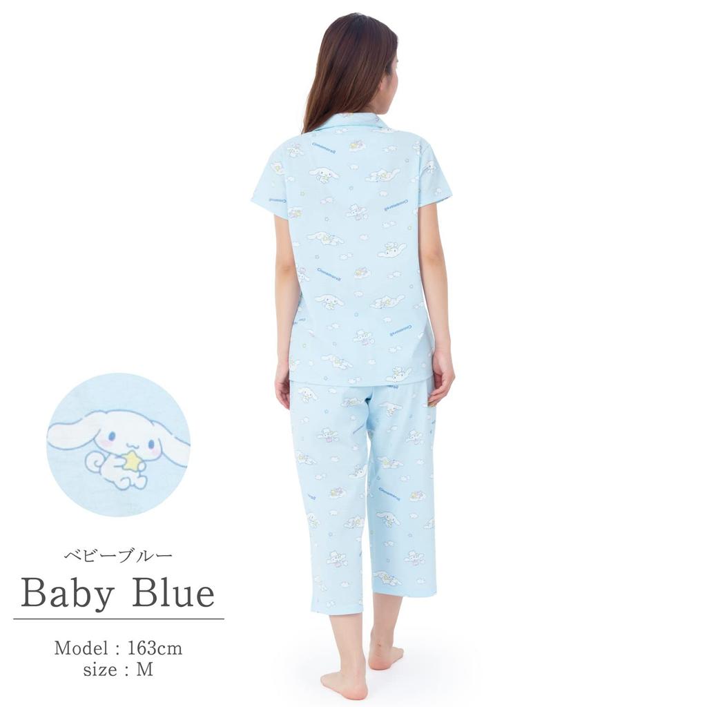 SAZAC Cinnamoroll Short Sleeve Jersey Pajama Set Women's (Baby Blue/M/SAN1697)