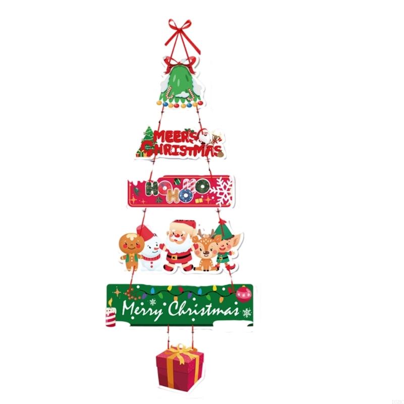 Reusable Holiday Door Hanger Santa Design Christmas Celebration Paper Decors