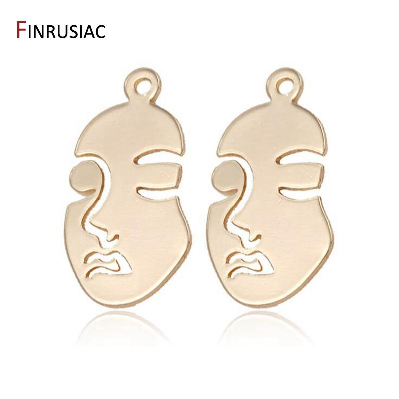 

Glossy Face Charms Pendants DIY Jewelry Findings Earrings Accessories 14K Gold Plated Jewellery Making Supplies 5 pieces