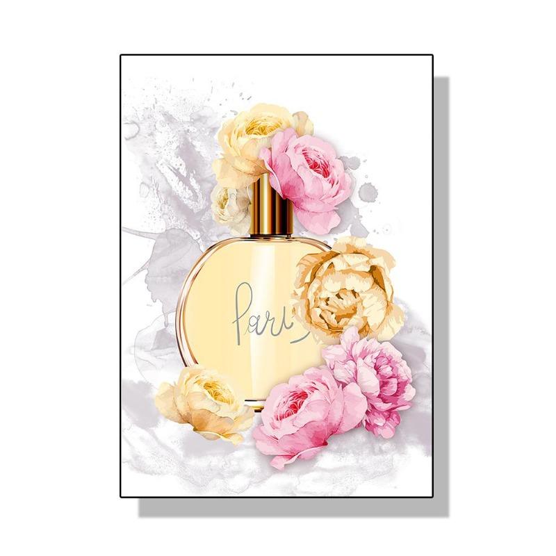 Fashionable luxury bottle of coco perfume, canvas, painting, Scandinavian flower, print poster, wall painting, modern decoration of the room
