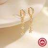 S925 Sterling Silver Light Luxury Ear Buckle Water Drop Five-Petal Flower Inlaid Zircon French Earrings Women'S Fashion Explosion