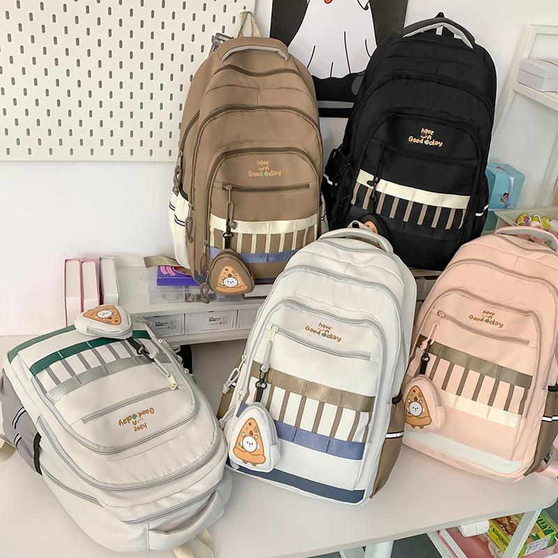 School bag high school girls school bag new nylon university computer backpack junior high school student travel college wind backpack