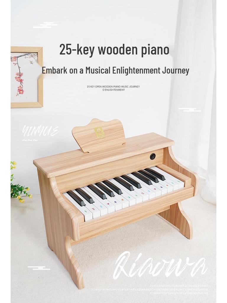25-Key Children's Electronic Wooden Piano - Musical Toy for Early Education, Ideal Birthday Gift for Boys and Girls