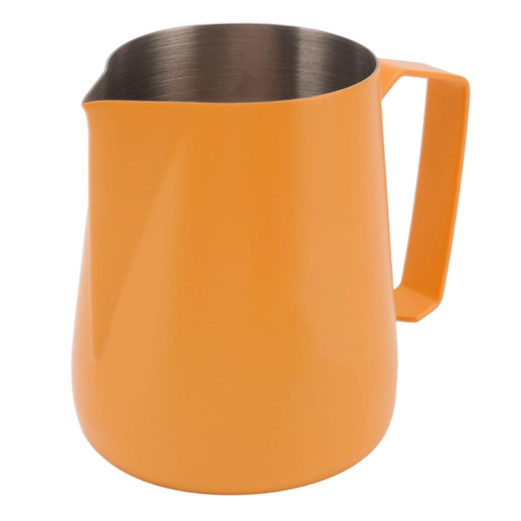 450ml Milk Frothing Pitcher 304 Stainless Steel Steaming Pitcher Milk Frother Pitcher for Coffee Shop Home Orange